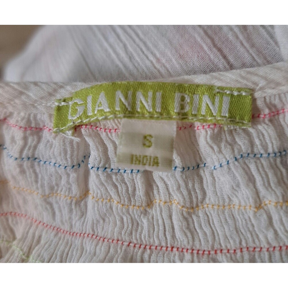 Gianni Bini Size S Cover-Up Dress White Shift Mini Embroidered Floral Sheer Boho - Picture 7 of 12